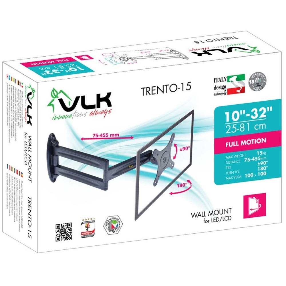 Кронштейн наклонно-поворотный VLK TRENTO-15 black