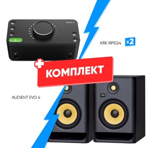 Комплект оборудования для звукозаписи AUDIENT EVO 4 +  KRK RP5G4  (2 шт)