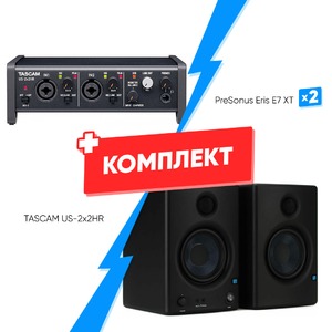 Комплект оборудования для звукозаписи TASCAM US-2x2HR + PreSonus Eris E7 XT (2 шт)