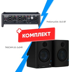 Комплект оборудования для звукозаписи TASCAM US-2x2HR + PreSonus Eris E4.5 BT