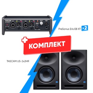 Комплект оборудования для звукозаписи TASCAM US-2x2HR + PreSonus Eris E8 XT (2 шт)