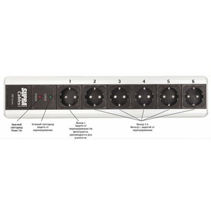 Сетевой фильтр Supra Mains Block MD-06EU/SP Switch