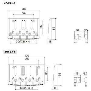 Бридж для 5 ти струнной бас-гитары Gotoh 404SJ-5-GG