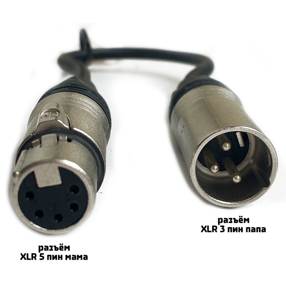 Кабель аудио 1xXLR - 1xXLR GS-PRO XLR5F-XLR3M black 0.2m