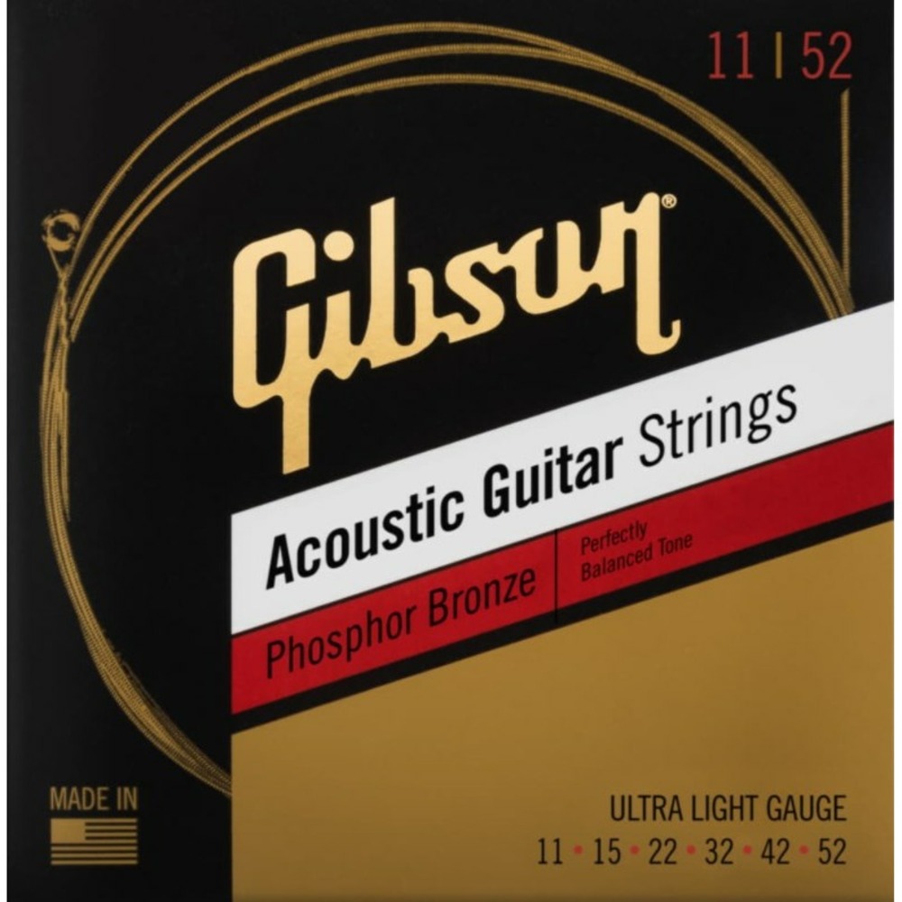Струны для электрогитары Gibson Phosphor Bronze Acoustic Guitar Strings Ultra-Light