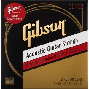 Струны для акустической гитары Gibson SAG-CPB11 COATED PHOSPHOR BRONZE ACOUSTIC GUITAR STRINGS ULTRA LIGHT GAUGE