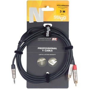 Кабель аудио 1xMini Jack - 2xRCA Stagg NYC3/MPS2CMR 3.0m