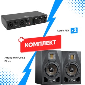 Комплект оборудования для звукозаписи Arturia MiniFuse 2 Black + Adam A5X (2шт)