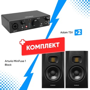 Комплект оборудования для звукозаписи Arturia MiniFuse 1 Black + Adam T5V (2 шт)