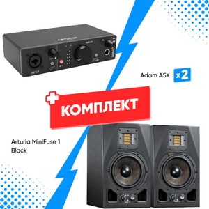 Комплект оборудования для звукозаписи Arturia MiniFuse 1 Black + Adam A5X (2шт)