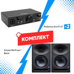 Комплект оборудования для звукозаписи Arturia MiniFuse 1 Black  + PreSonus Eris E7 XT (2 шт)