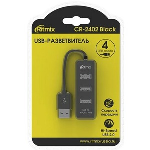 Хаб USB Ritmix CR-2402 black