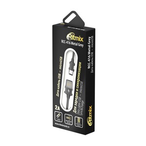 Кабель USB 2.0 Тип A - B micro Ritmix RCC-416 Metal Grey