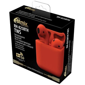 Наушники внутриканальные беспроводные Ritmix RH-825BTH TWS red