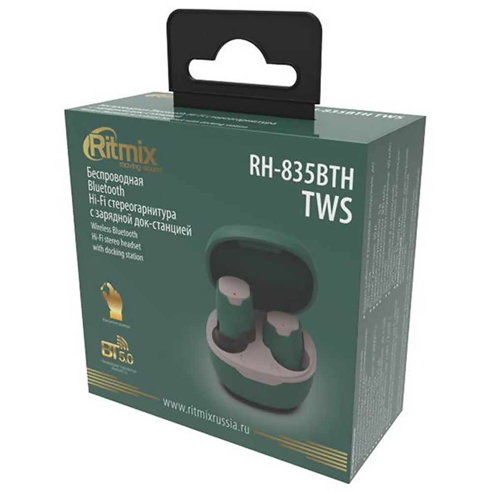 Наушники внутриканальные беспроводные Ritmix RH-835BTH TWS Dark Green