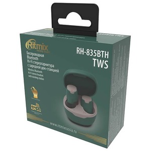 Наушники внутриканальные беспроводные Ritmix RH-835BTH TWS Dark Green