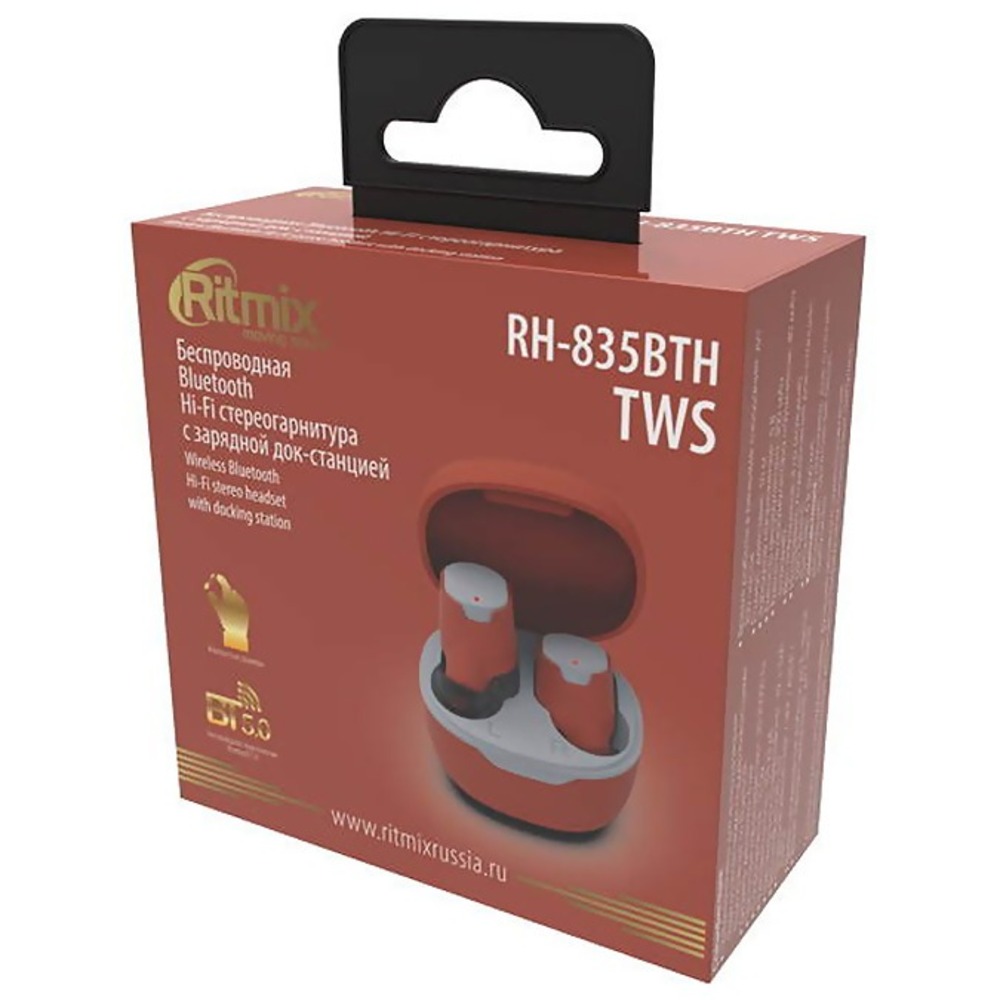 Наушники внутриканальные беспроводные Ritmix RH-835BTH TWS Bright Orange