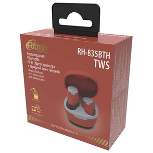 Наушники внутриканальные беспроводные Ritmix RH-835BTH TWS Bright Orange
