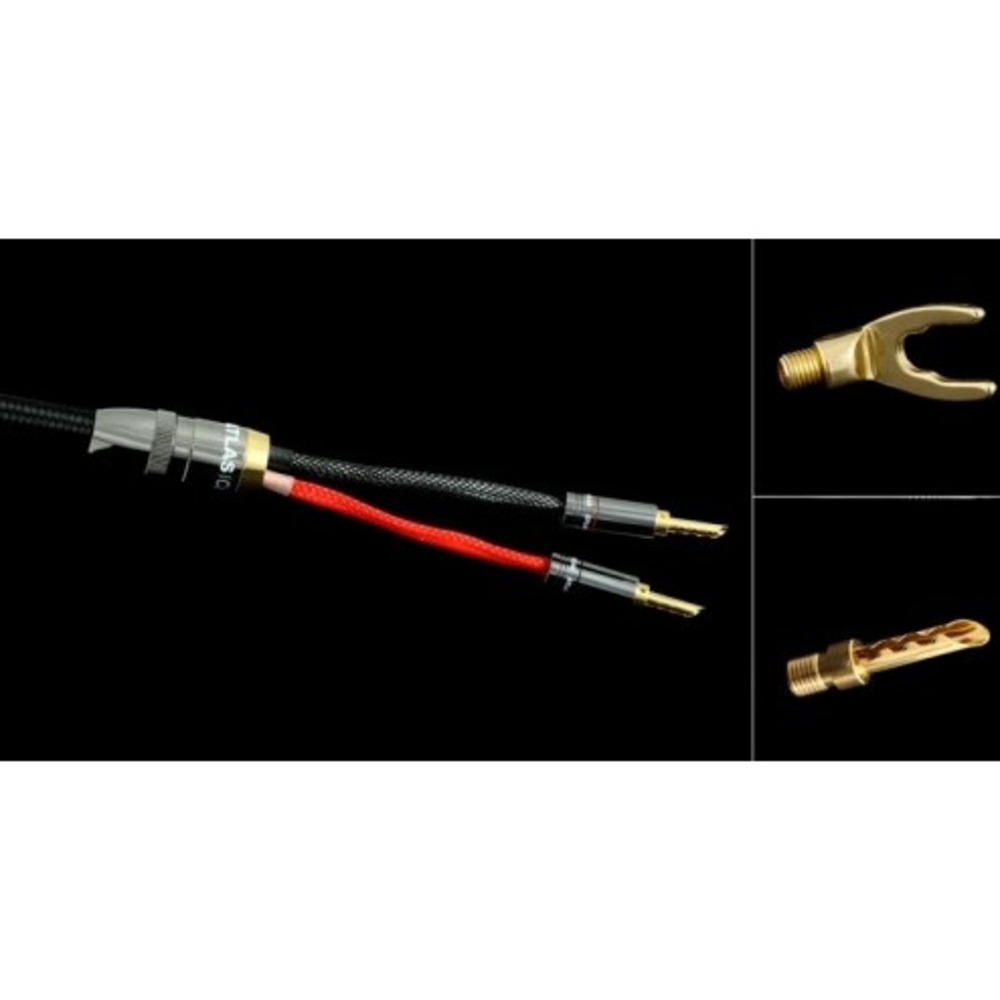 Акустический кабель Single-Wire Spade - Spade Atlas Cables Mavros Wired 2x4 5.0m Transpose Spade Gold