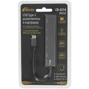 Хаб USB Ritmix CR-4314 Metal