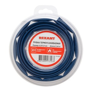 Трубка термоусаживаемая Rexant 29-0035 6,0/3,0 мм синяя, ролик 2.44m