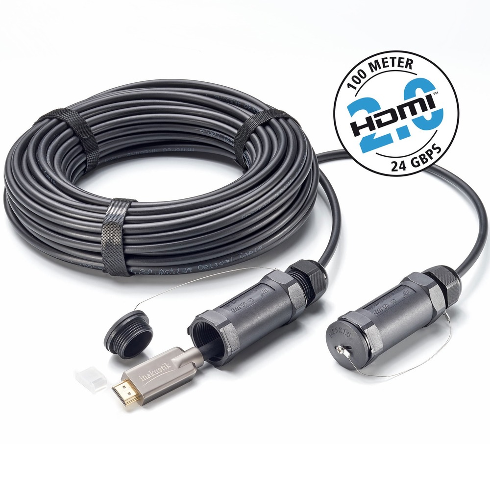 Кабель HDMI - HDMI оптоволоконные Inakustik 009244020 Profi 2.0a armoured Optical Fiber Cable 20.0m