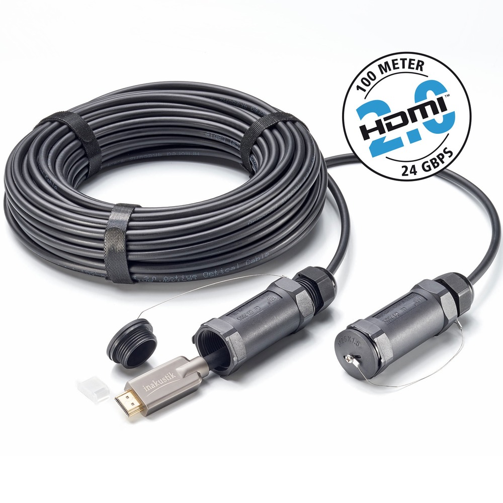 Кабель HDMI - HDMI оптоволоконные Inakustik 009244070 Profi 2.0a armoured Optical Fiber Cable 70.0m