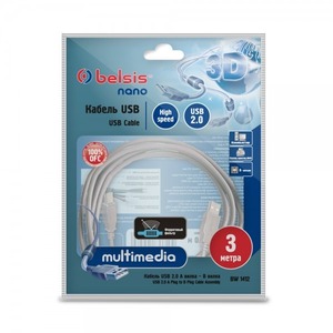 Кабель USB 2.0 Тип A - B Belsis BW1412 3.0m