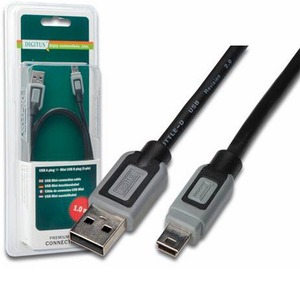 Кабель USB 2.0 Тип A - B 5pin mini Digitus DB-300121-010-D 1.0m