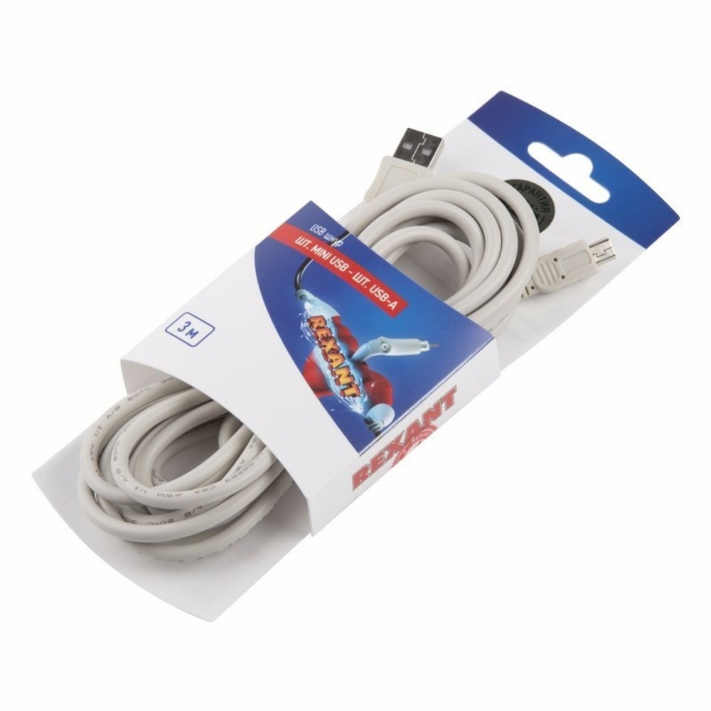Кабель USB 2.0 Тип A - B 5pin mini Rexant 06-3157 USB 3M (10 штук)
