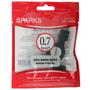 Кабель USB 2.0 Тип A - B micro Sparks SN1006 0.7m