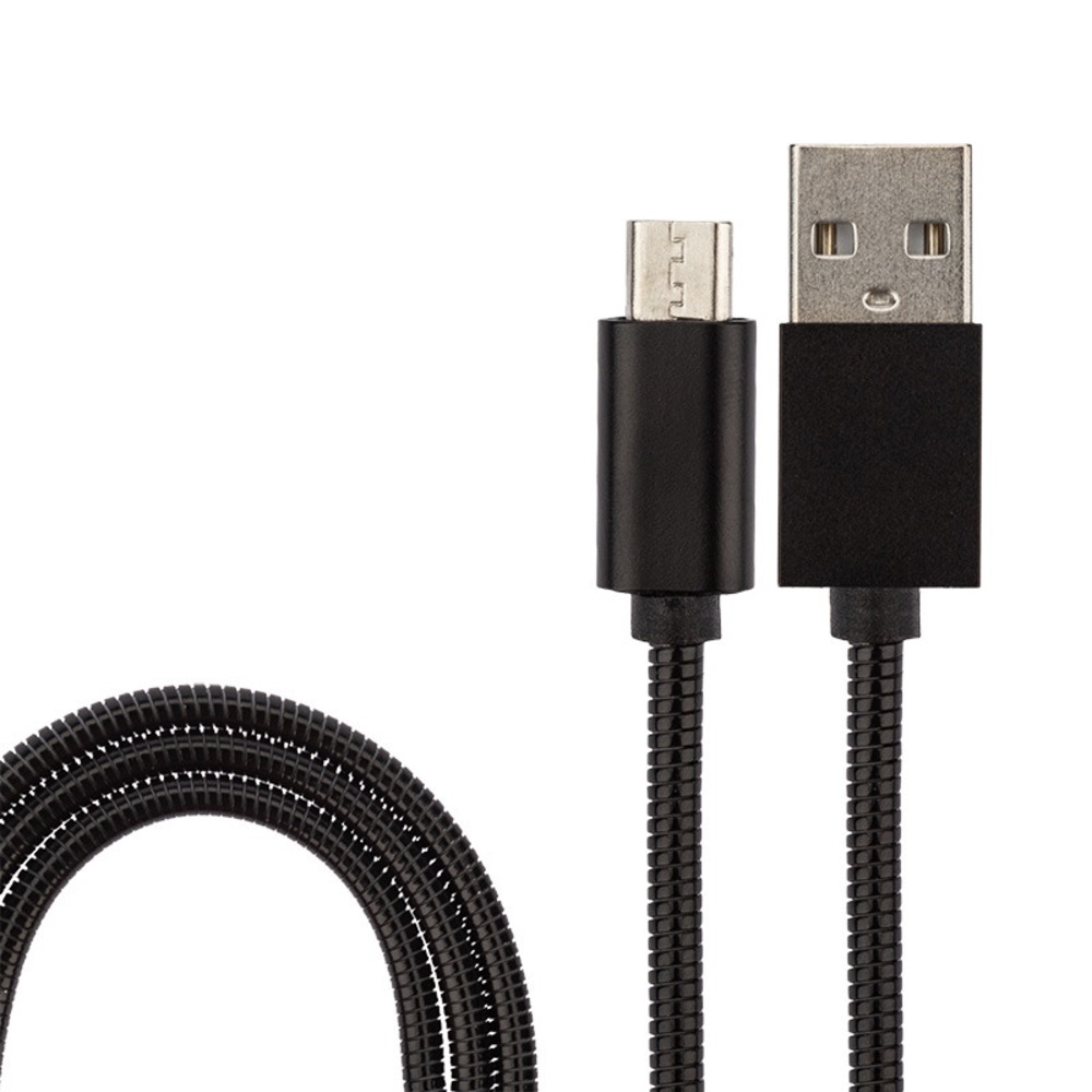 USB кабель microUSB Noname 18-4221 в металлической оплетке черный 1м (5 штук)