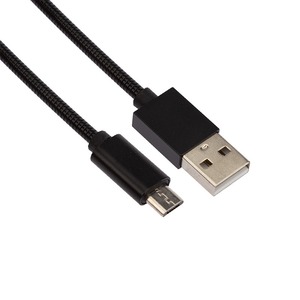 USB кабель microUSB Noname 18-4221 в металлической оплетке черный 1м (5 штук)