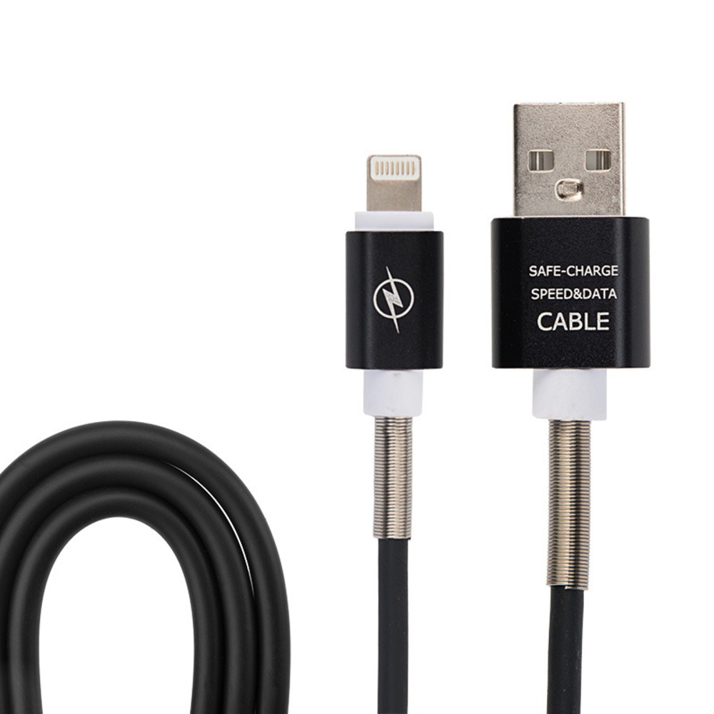 USB кабель Rexant 18-7012 для iPhone 5/6/7/8/Х моделей, черный силикон, 1 метр (10 штук)