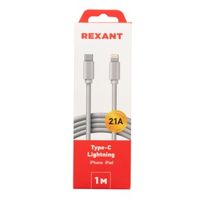 Кабель Rexant 18-1898 2,1A, ПВХ, белый 1.0m