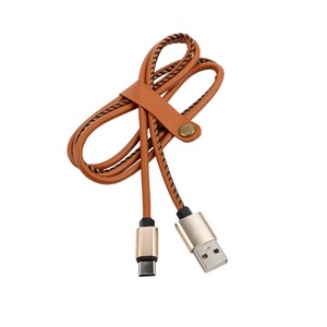 Кабель Rexant 18-1897 USB-Type-C 2 A, коричневая кожаная оплетка 1.0m