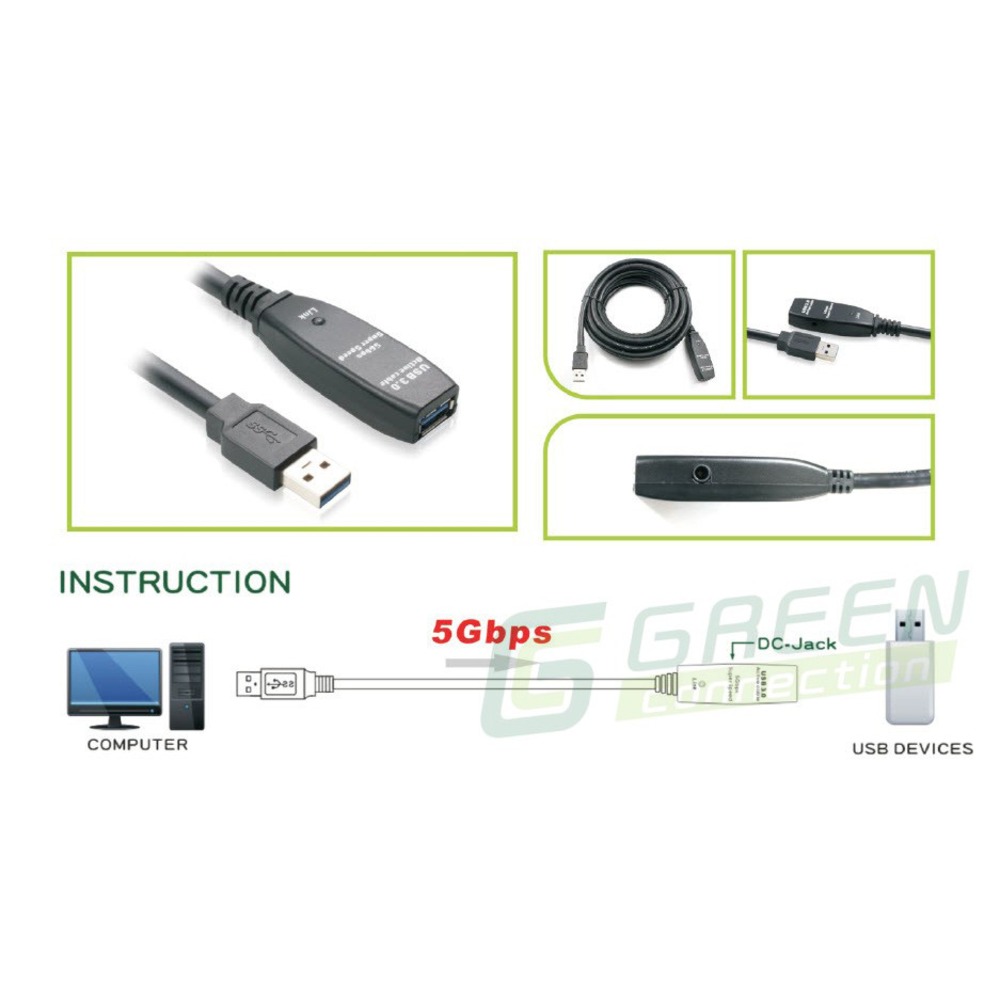 Удлинитель USB 3.0 Тип A - A Greenconnect GC-U3EC5M 5.0m