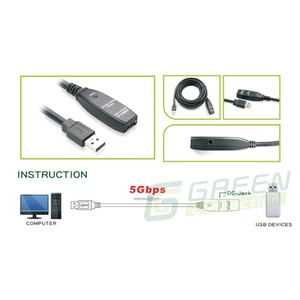 Удлинитель USB 3.0 Тип A - A Greenconnect GC-U3EC5M 5.0m