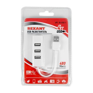 Разветвитель USB Rexant 18-4103-1 на 4 порта белый