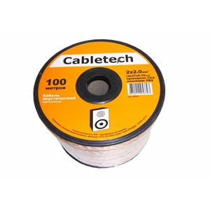 Кабель акустический на катушке Cabletech 55545 2*2.0мм2 (3*37*0.15мм) CCA, 100м, пласт., прозрачный