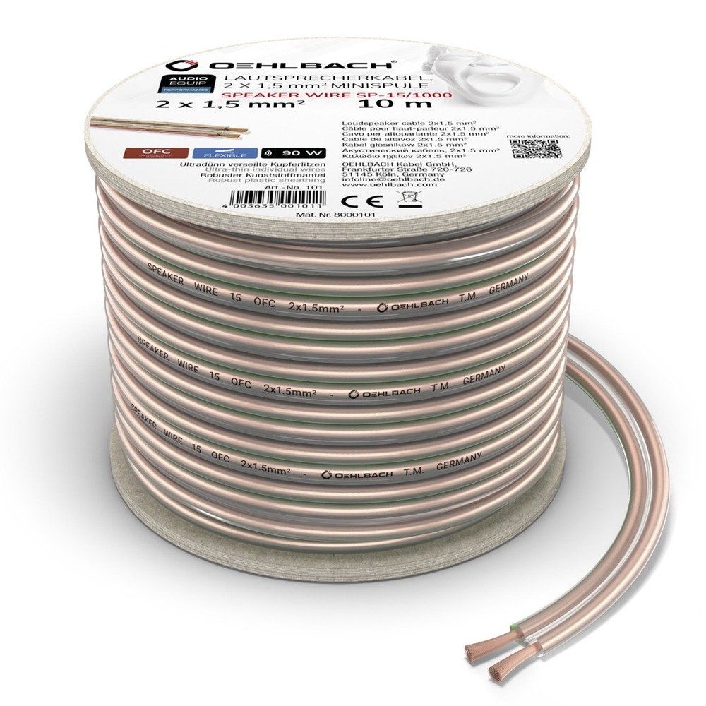 Кабель акустический на катушке Oehlbach 101 Performance Speaker Wire SP-15 Transparent 10.0m