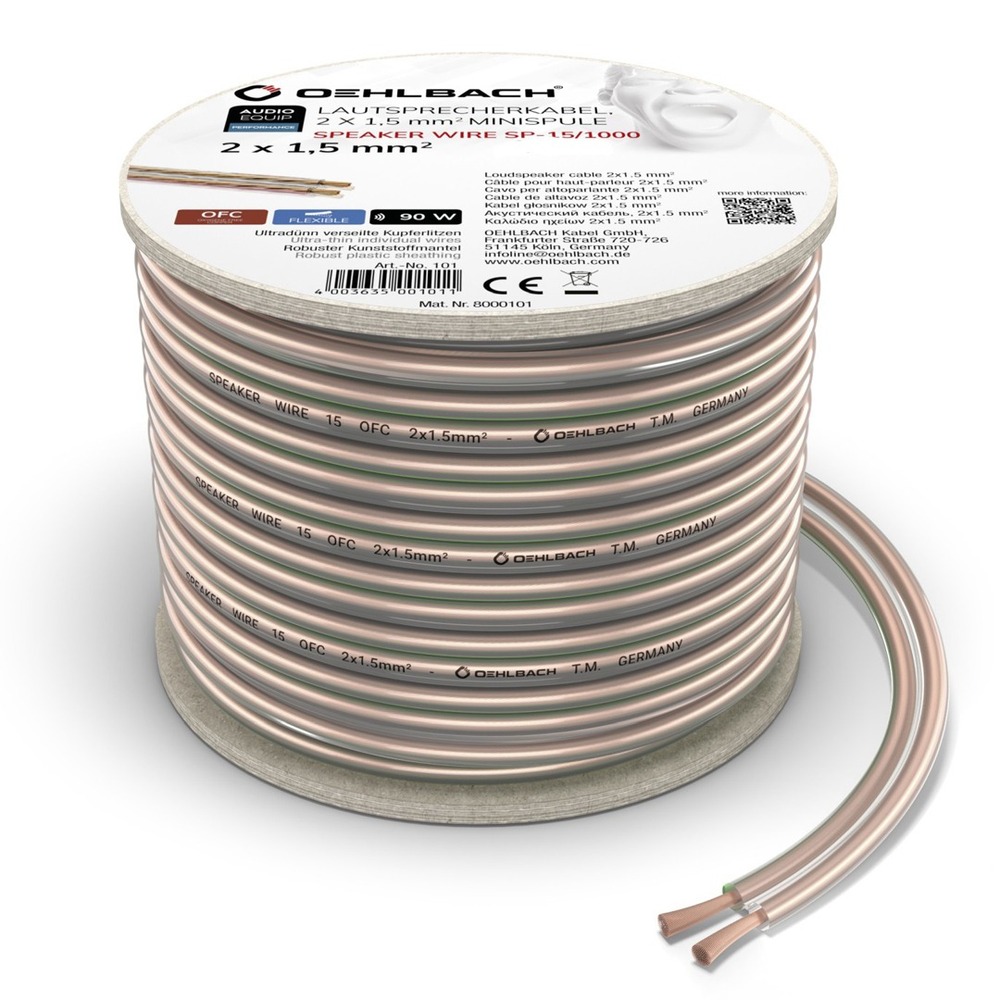 Кабель акустический на катушке Oehlbach 105 Performance Speaker Wire SP-15 Transparent 20.0m