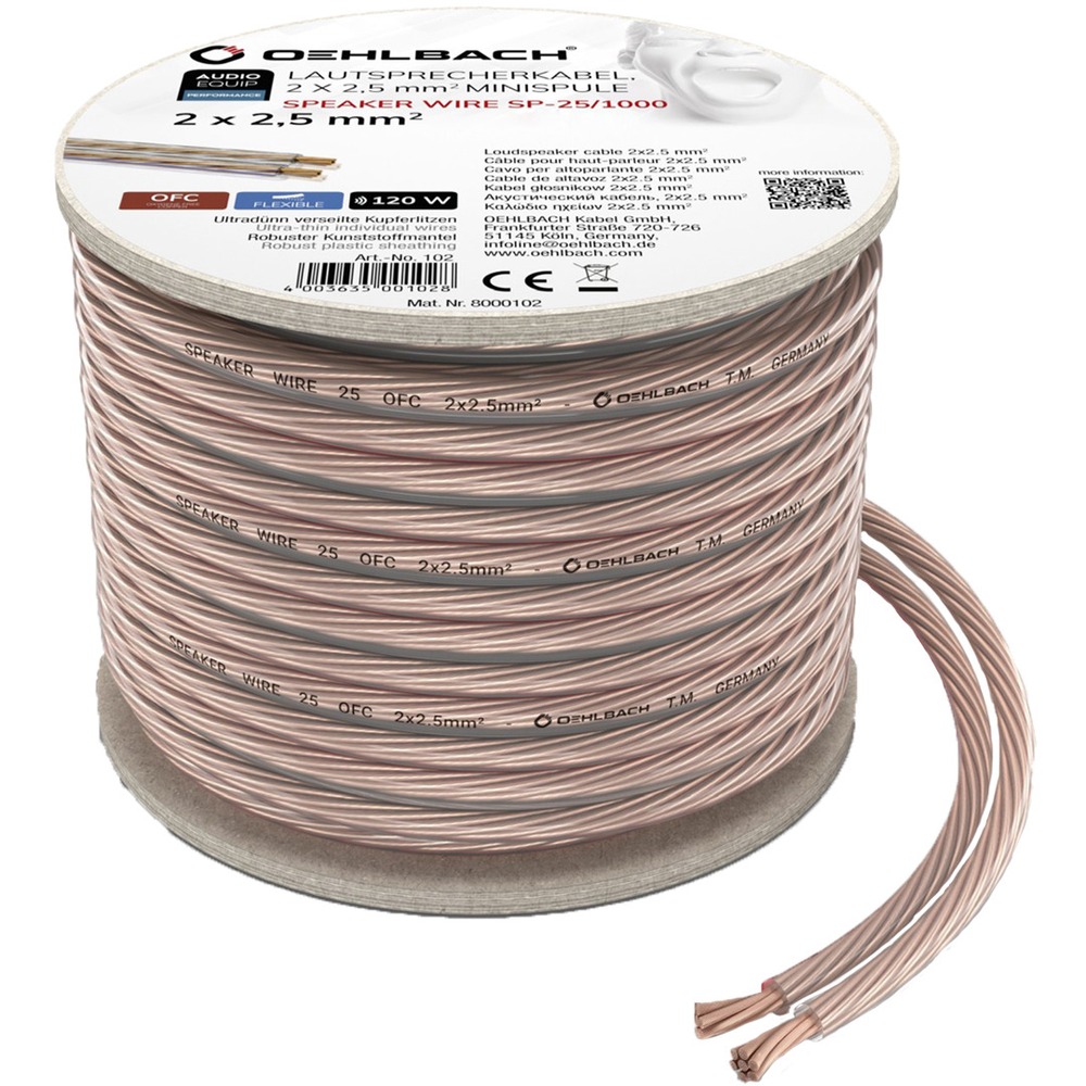 Кабель акустический на катушке Oehlbach 108 Performance Speaker Wire SP-25 Transparent 30.0m