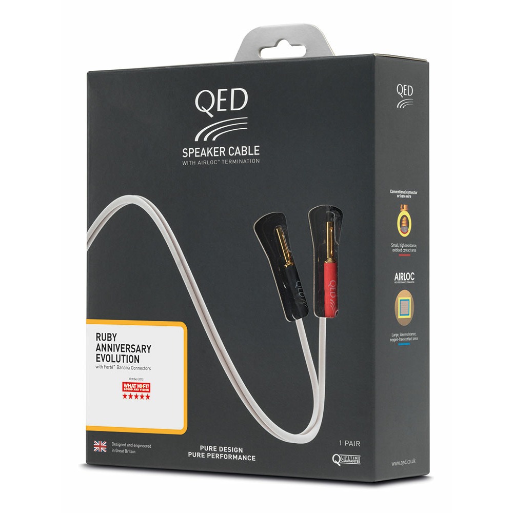 Акустический кабель Single-Wire Banana - Banana QED (QE1424) Ruby Anniversary Evolution Airloc banana 5.0m