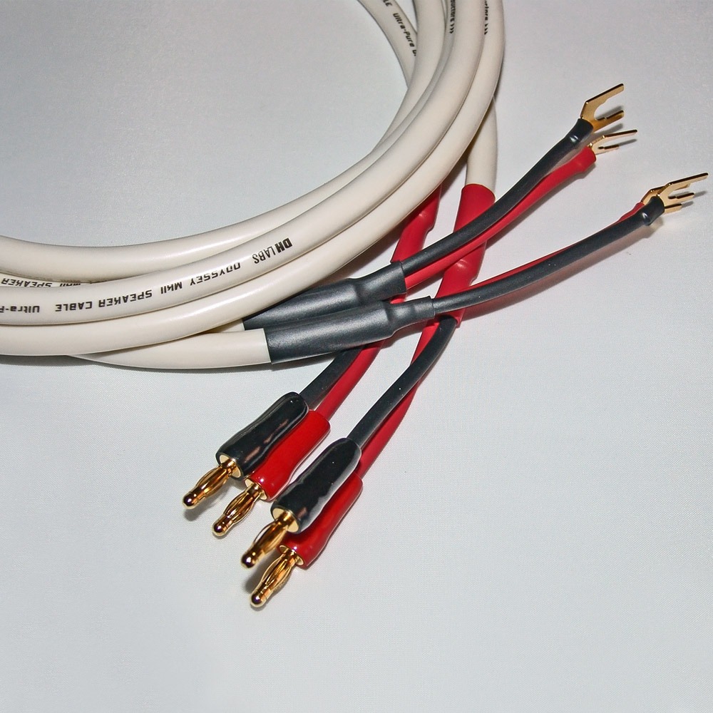 Акустический кабель Single-Wire Spade - Banana DH Labs Odyssey mkII Spade SP-10 Gold/Banana B-1C Plug Gold Single Wire 2.0m