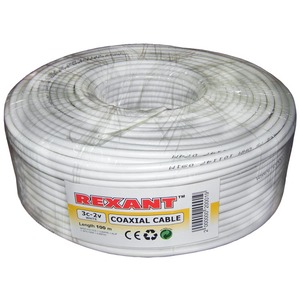 Антенный кабель в нарезку Rexant 01-2612 3С-2V+CU, (48%), 75 Ом, белый (100 метров)