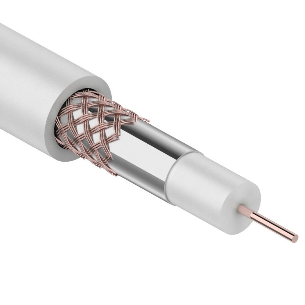 Антенный кабель в нарезку Rexant 01-2641 RG-59U+Cu, (64%), 75 Ом, белый (100 метров)