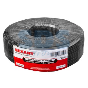 Антенный кабель в нарезку Rexant 01-2606 1,5C-2V MINI COAXIAL, (72%), 75 Ом, черный OUTDOOR (200 метров)