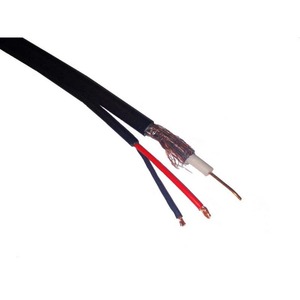 Антенный кабель в нарезку NETKO 55615 RG-59U (CU, CCA) +2x0.75мм2 CCA мн/ж, КВОС, внешний, черный