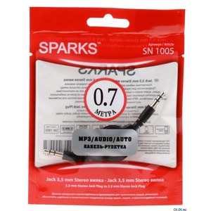 Кабель аудио 1xMini Jack - 1xMini Jack Sparks SN1005 0.7m